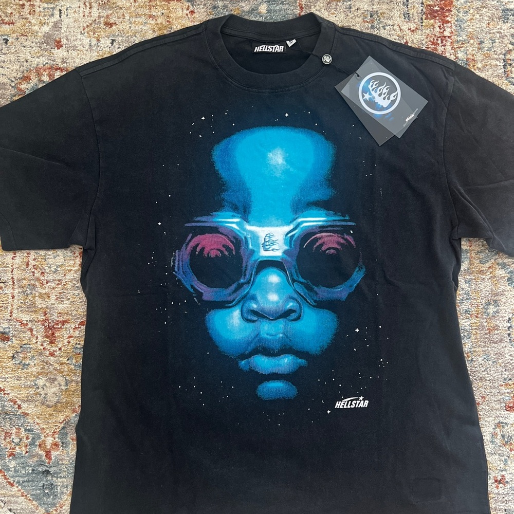Helstar Black Graphic Tee - Blue Face Design